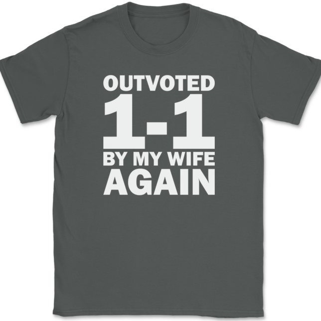 Outvoted By My Wife Again T-Shirt Mens Tee - Image 3