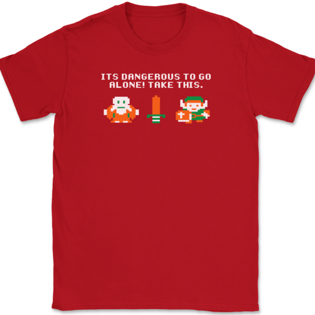 Take This It's Dangerous To Go Alone T-Shirt Mens Tee - Image 4