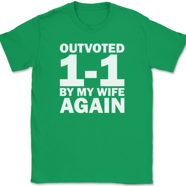 Outvoted By My Wife Again T-Shirt Mens Tee - Image 7