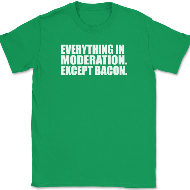 Everything In Moderation Except Bacon T-Shirt Mens Tee - Image 7