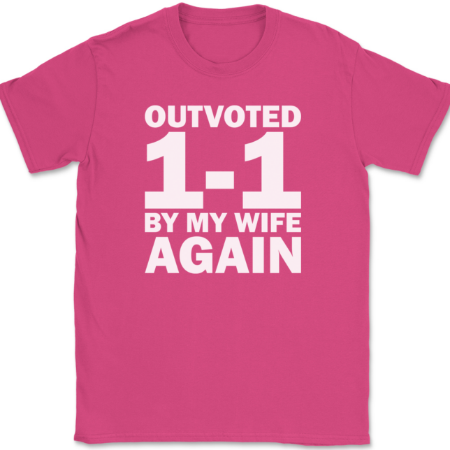 Outvoted By My Wife Again T-Shirt Mens Tee - Image 9