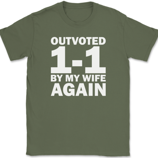 Outvoted By My Wife Again T-Shirt Mens Tee - Image 15