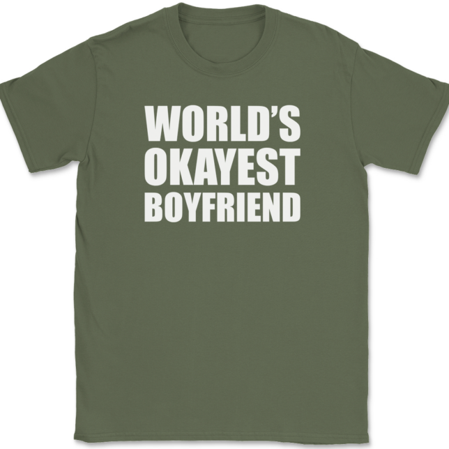 Worlds Okayest Boyfriend T-Shirt Mens Tee - Image 15