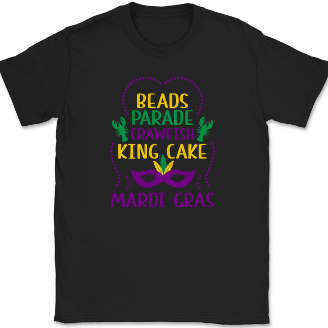 Beads Parade Crawfish King Cake Mardi Gras T-Shirt Mens Tee