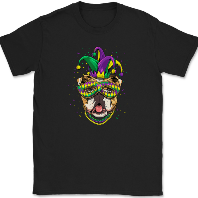 Mardi Gras Bulldog T-Shirt Mens Tee