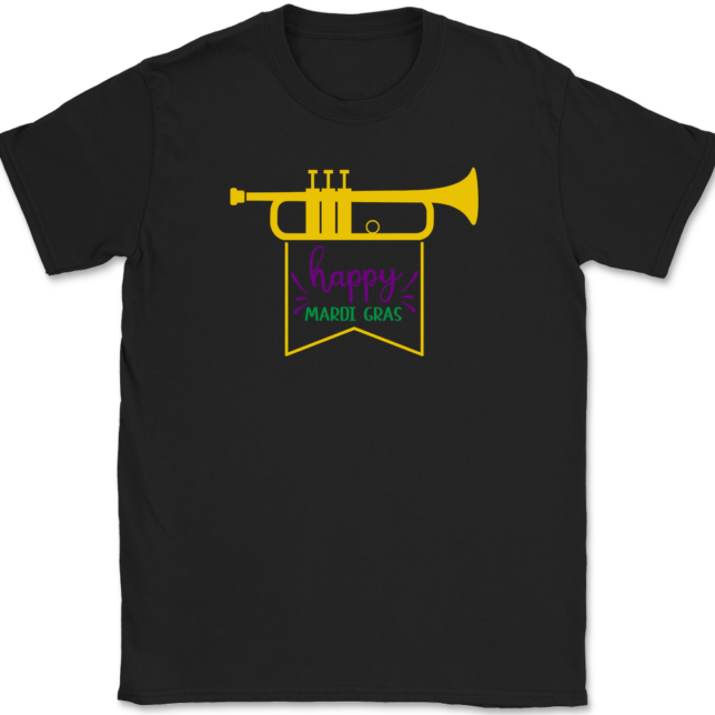 Trumpet Happy Mardi Gras T-Shirt Mens Tee