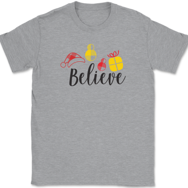 Christmas Believe T-Shirt Mens Tee - Image 2