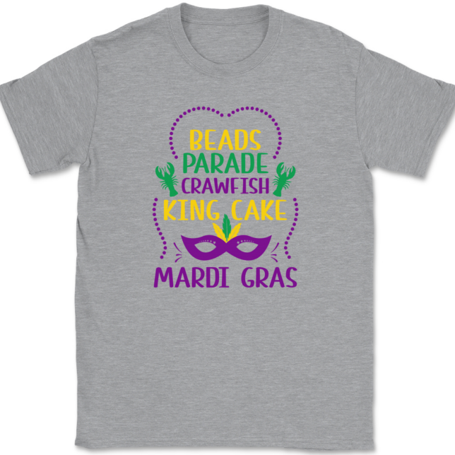 Beads Parade Crawfish King Cake Mardi Gras T-Shirt Mens Tee - Image 2