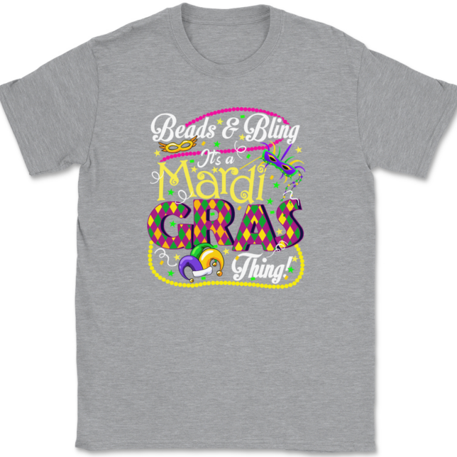 Beads and Bling It's A Mardi Gras Thing T-Shirt Mens Tee - Image 2