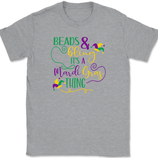 Beads and Bling It's a Mardi Gras Thing T-Shirt Mens Tee - Image 2