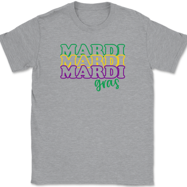 Mardi Gras Outline T-Shirt Mens Tee - Image 2