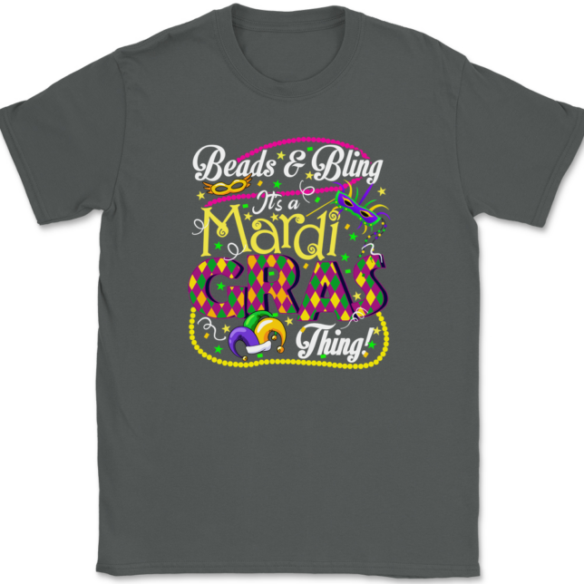 Beads and Bling It's A Mardi Gras Thing T-Shirt Mens Tee - Image 3