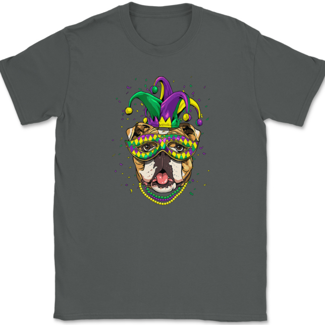 Mardi Gras Bulldog T-Shirt Mens Tee - Image 3