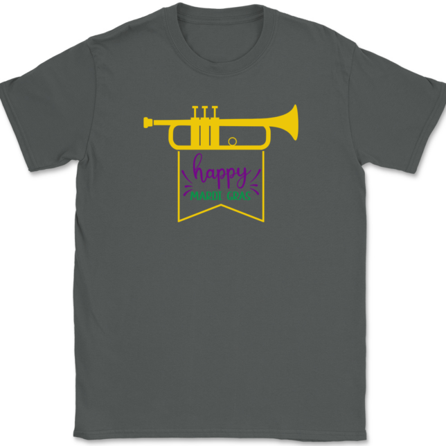 Trumpet Happy Mardi Gras T-Shirt Mens Tee - Image 3