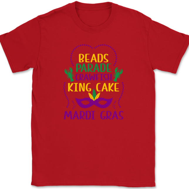 Beads Parade Crawfish King Cake Mardi Gras T-Shirt Mens Tee - Image 4