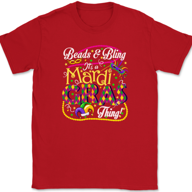 Beads and Bling It's A Mardi Gras Thing T-Shirt Mens Tee - Image 4