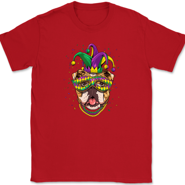 Mardi Gras Bulldog T-Shirt Mens Tee - Image 4