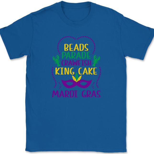 Beads Parade Crawfish King Cake Mardi Gras T-Shirt Mens Tee - Image 5