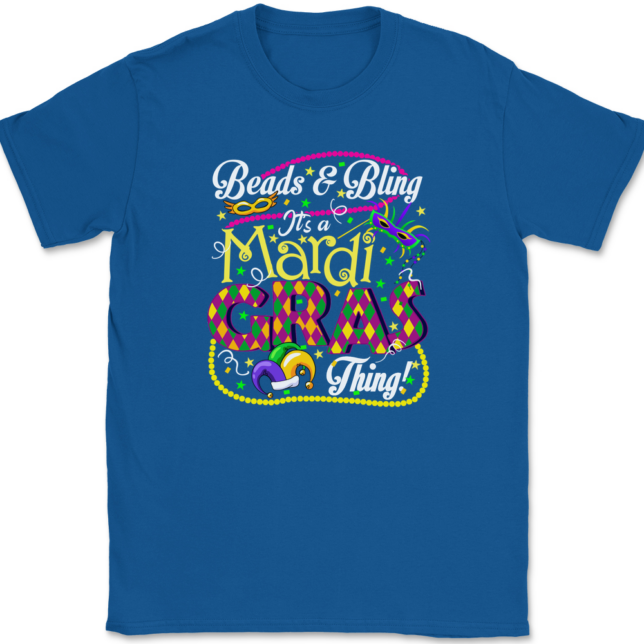 Beads and Bling It's A Mardi Gras Thing T-Shirt Mens Tee - Image 5