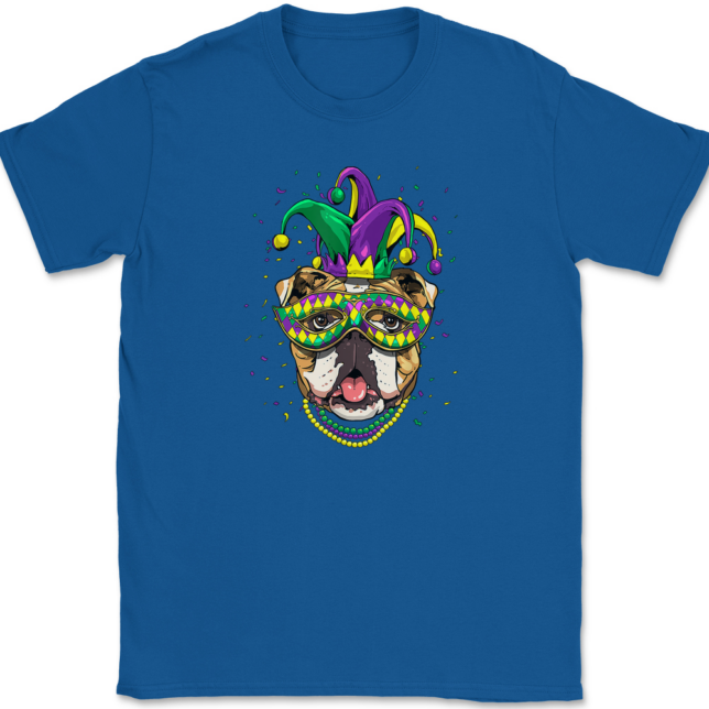 Mardi Gras Bulldog T-Shirt Mens Tee - Image 5