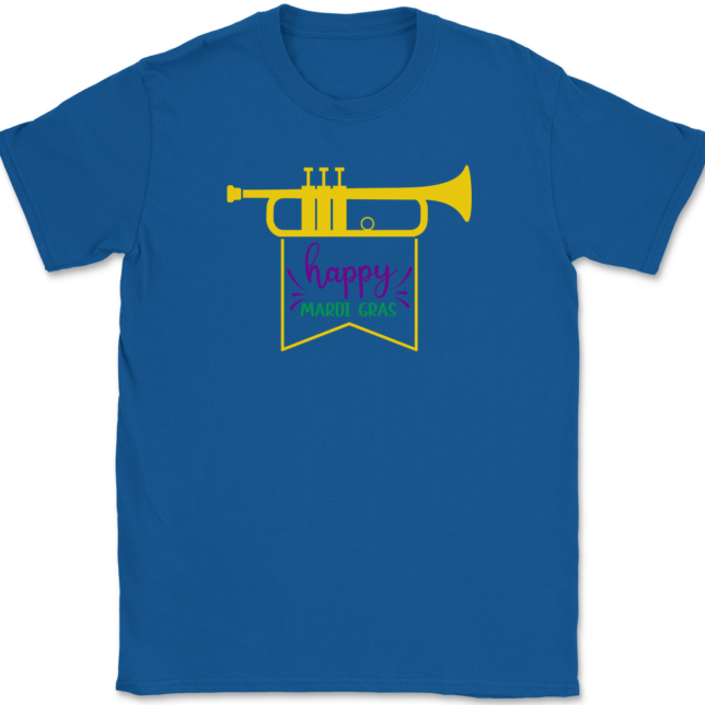 Trumpet Happy Mardi Gras T-Shirt Mens Tee - Image 5