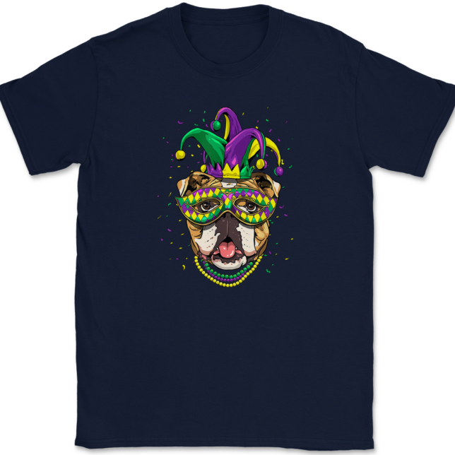 Mardi Gras Bulldog T-Shirt Mens Tee - Image 6