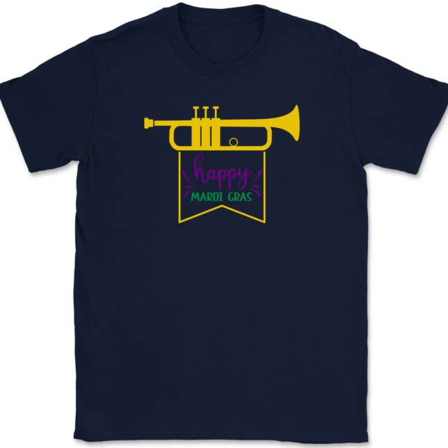 Trumpet Happy Mardi Gras T-Shirt Mens Tee - Image 6