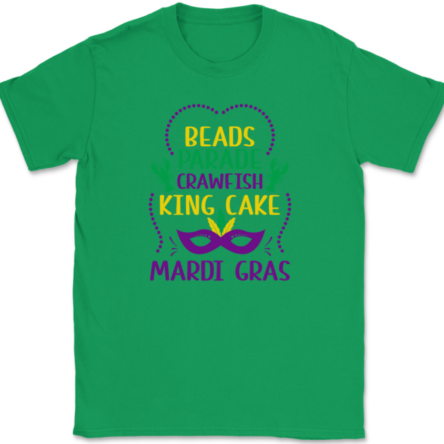 Beads Parade Crawfish King Cake Mardi Gras T-Shirt Mens Tee - Image 7