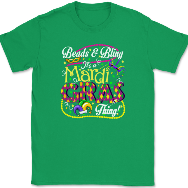 Beads and Bling It's A Mardi Gras Thing T-Shirt Mens Tee - Image 7