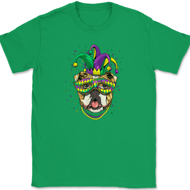 Mardi Gras Bulldog T-Shirt Mens Tee - Image 7