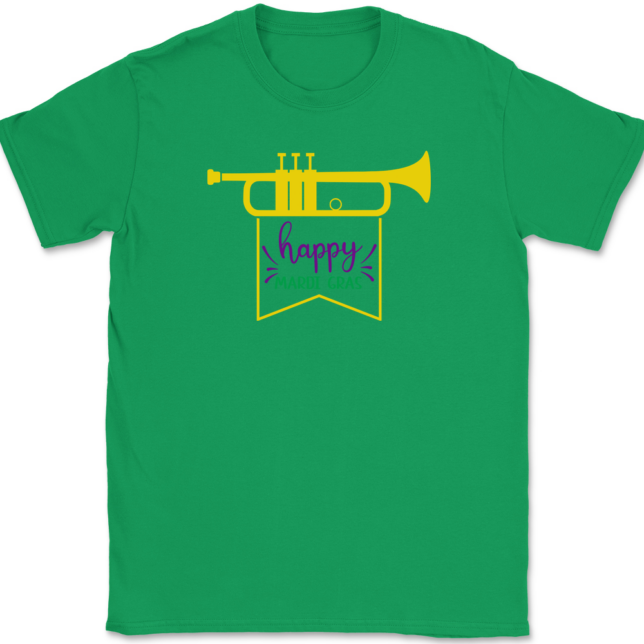 Trumpet Happy Mardi Gras T-Shirt Mens Tee - Image 7