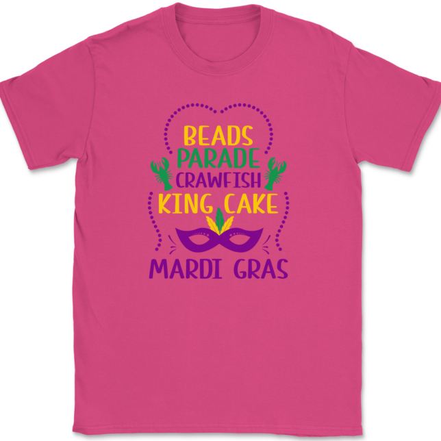 Beads Parade Crawfish King Cake Mardi Gras T-Shirt Mens Tee - Image 8