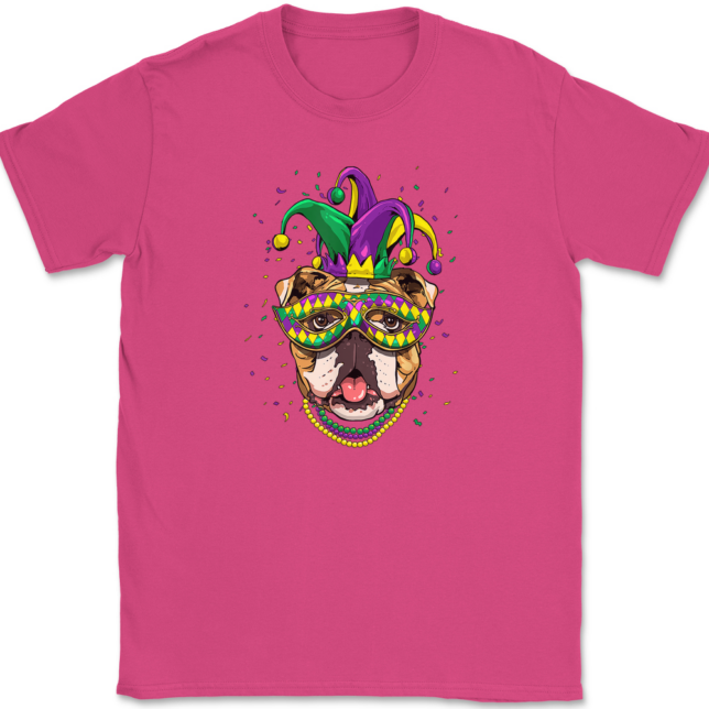 Mardi Gras Bulldog T-Shirt Mens Tee - Image 8