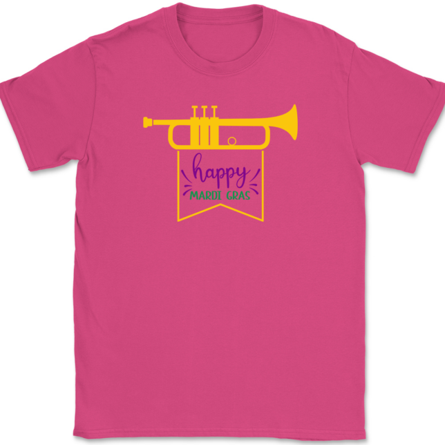 Trumpet Happy Mardi Gras T-Shirt Mens Tee - Image 8