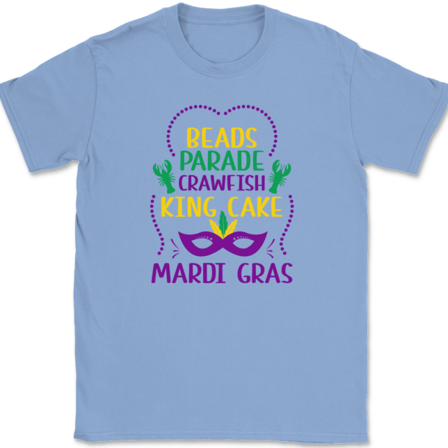 Beads Parade Crawfish King Cake Mardi Gras T-Shirt Mens Tee - Image 9