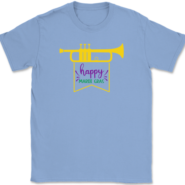 Trumpet Happy Mardi Gras T-Shirt Mens Tee - Image 9