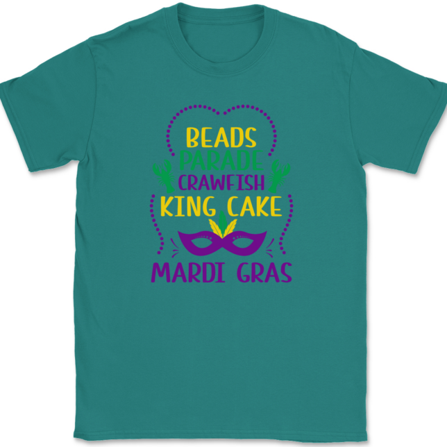 Beads Parade Crawfish King Cake Mardi Gras T-Shirt Mens Tee - Image 10