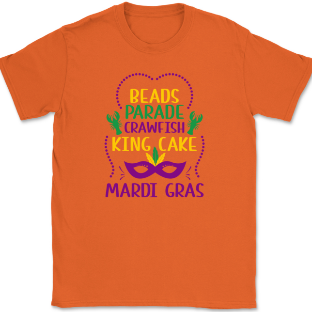 Beads Parade Crawfish King Cake Mardi Gras T-Shirt Mens Tee - Image 12