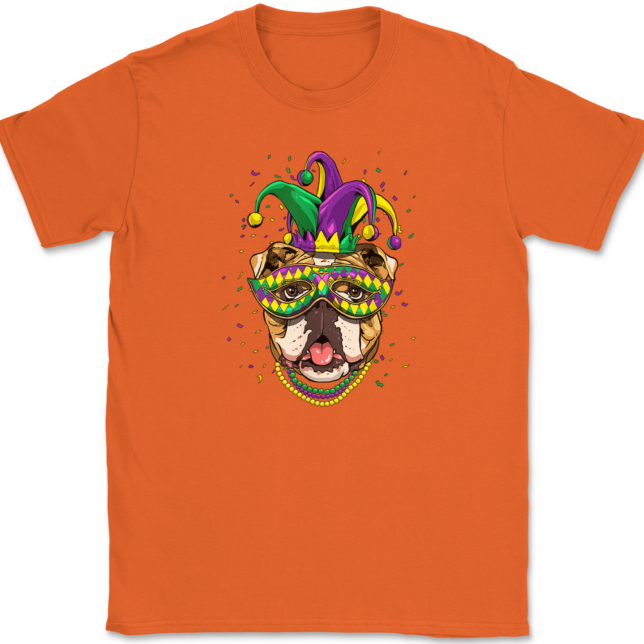 Mardi Gras Bulldog T-Shirt Mens Tee - Image 12