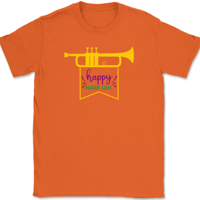 Trumpet Happy Mardi Gras T-Shirt Mens Tee - Image 12