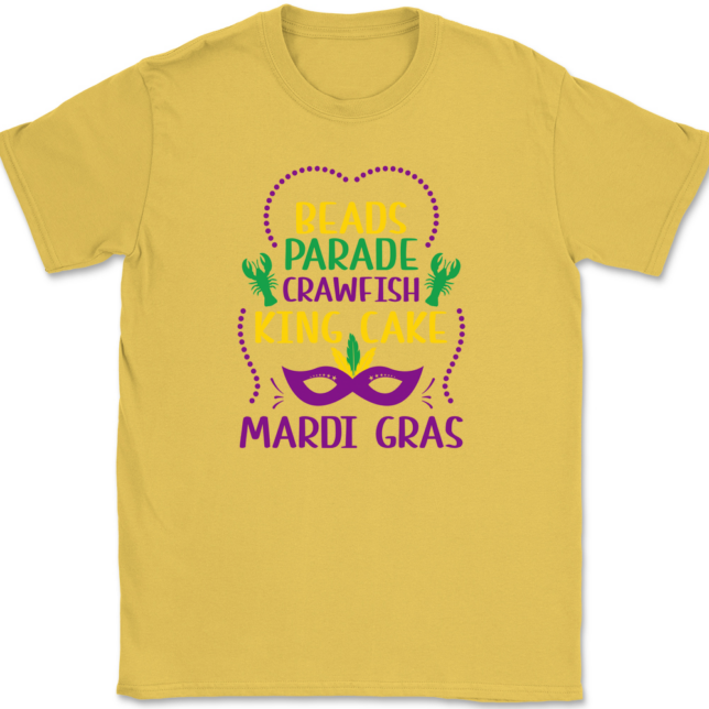 Beads Parade Crawfish King Cake Mardi Gras T-Shirt Mens Tee - Image 13