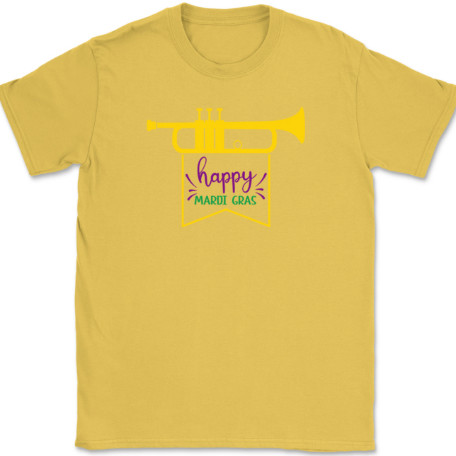 Trumpet Happy Mardi Gras T-Shirt Mens Tee - Image 13