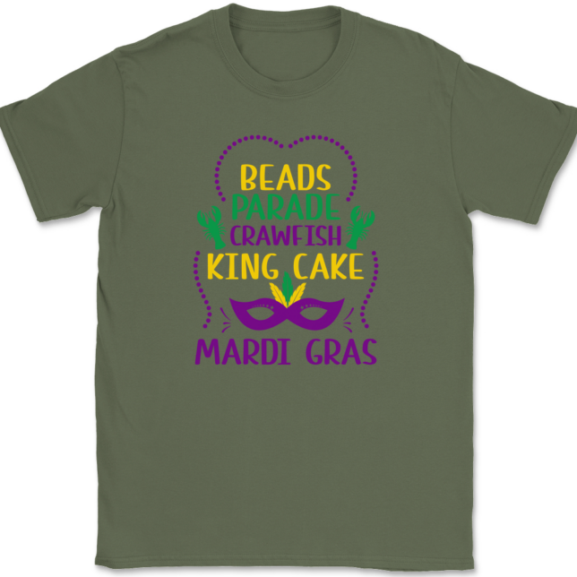 Beads Parade Crawfish King Cake Mardi Gras T-Shirt Mens Tee - Image 14