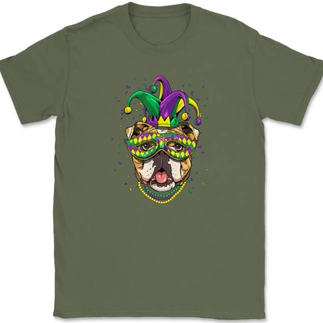 Mardi Gras Bulldog T-Shirt Mens Tee - Image 14