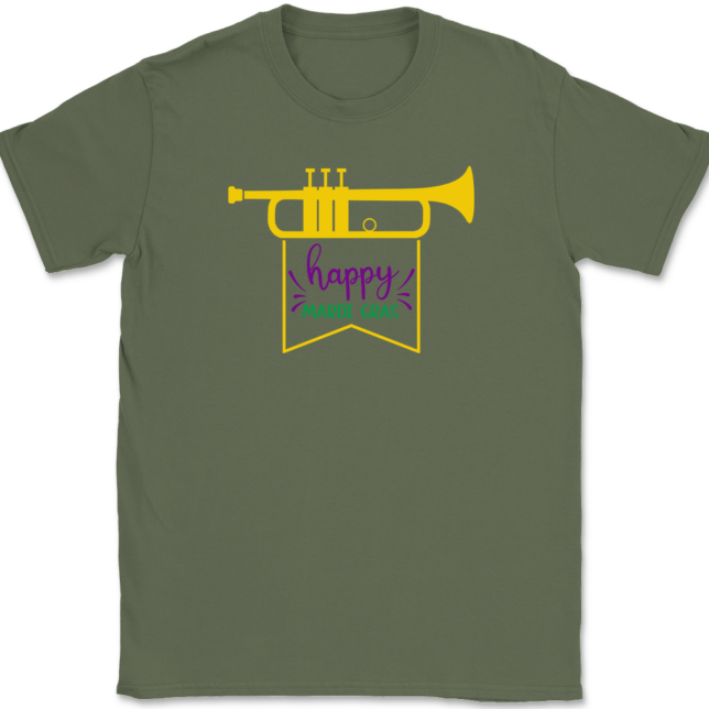 Trumpet Happy Mardi Gras T-Shirt Mens Tee - Image 14