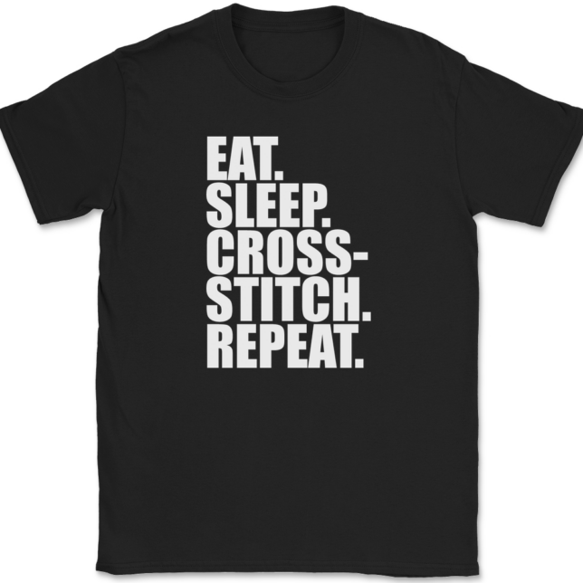 Eat Sleep Cross-Stitch Repeat T-Shirt Mens Tee