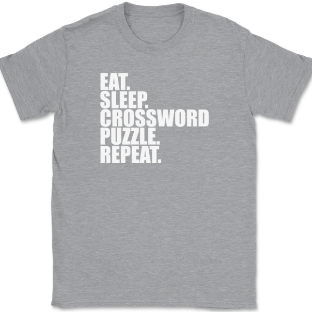 Eat Sleep Crossword Puzzle Repeat T-Shirt Mens Tee - Image 2