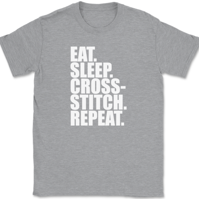 Eat Sleep Cross-Stitch Repeat T-Shirt Mens Tee - Image 2