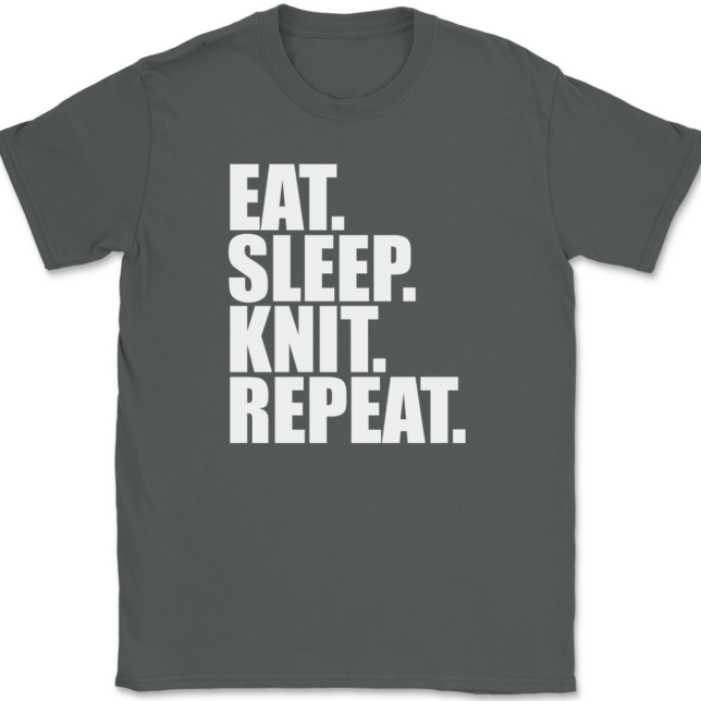 Eat Sleep Knit Repeat Knitting T-Shirt Mens Tee - Image 3