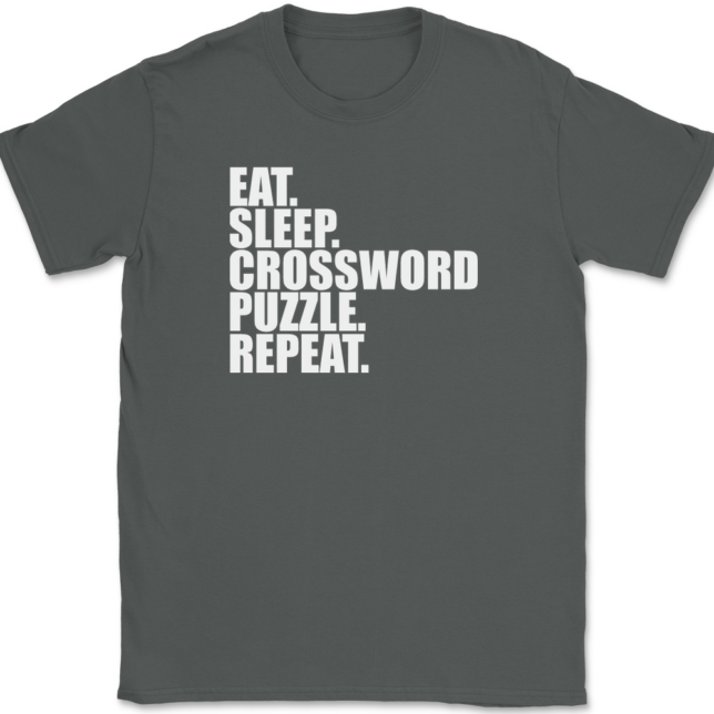 Eat Sleep Crossword Puzzle Repeat T-Shirt Mens Tee - Image 3